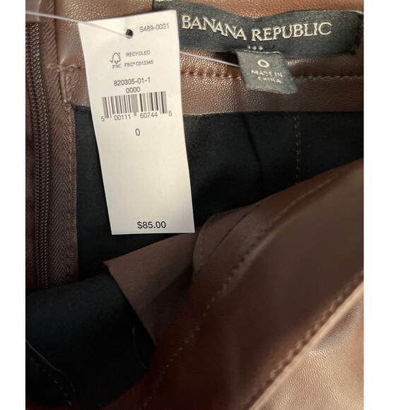 Banana Republic Dark Brown Vegan‎ Leather Mini Skirt Size 0 - Picture 4 of 8